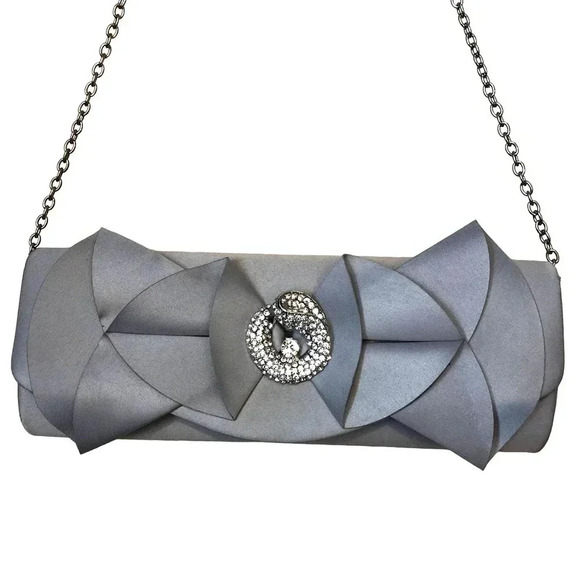 VTG Y2K Lulu Townsend Silver Gray Formal Purse Crossbody bag Special Occasion - Picture 1 of 7